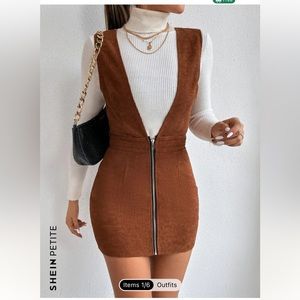 women’s petite medium overall corduroy brown fall dress